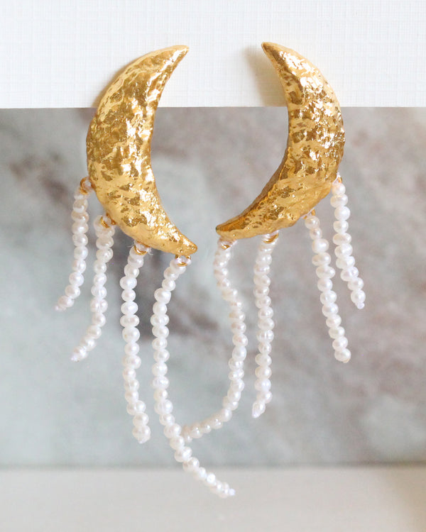 Aretes Luna Perlas
